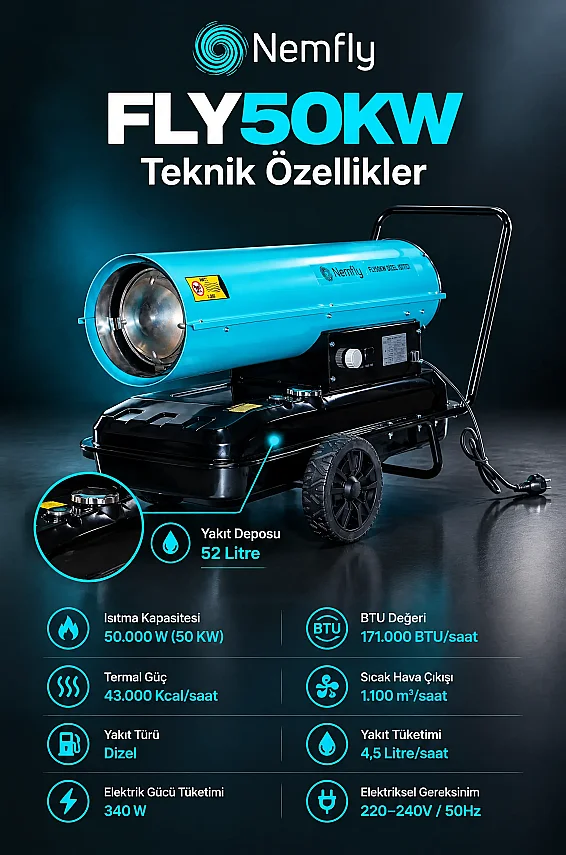 FLY50 KW Dizel Fanlı Endüstriyel Isıtıcı - 3