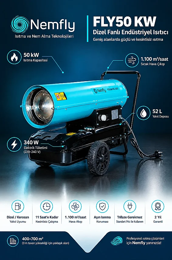 FLY50 KW Dizel Fanlı Endüstriyel Isıtıcı - 8